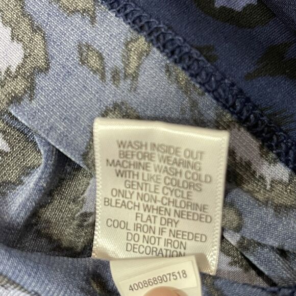 Croft & Barrow Large Top 3/4 Sleeve Stretch Keyhole Neck Leopard Print Navy Blue - Picture 8 of 8